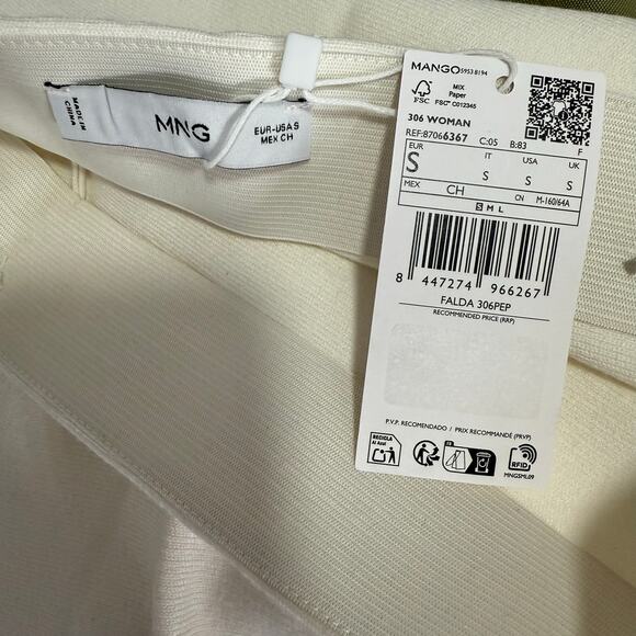 Mango Women's Flared Knitted Skirt, White, S - Picture 3 of 4